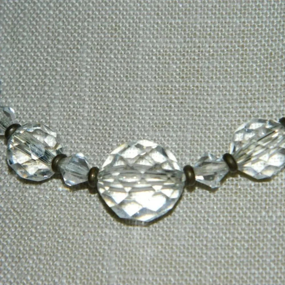 Clear Cut Crystal Beaded Choker Necklace - Picture 2 of 3